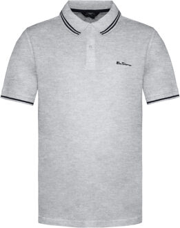 Ben Sherman Breed Tweeling Gestipt Heren Grijs Poloshirt Lichtgrijs