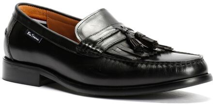 Ben Sherman Buster Leren Zwarte Mannelijke Instappers