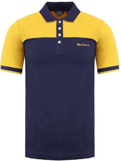 Ben Sherman Colour Block Heren Navy/Geel Poloshirt - maat M