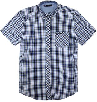 Ben Sherman Geruit Heren Blauw Overhemd