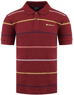 Ben Sherman Gestreept Heren Bourgondisch Polo Shirt - maat M Bourgogne