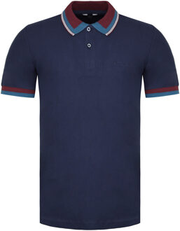 Ben Sherman Gestreepte Kraag Heren Navy Poloshirt - maat