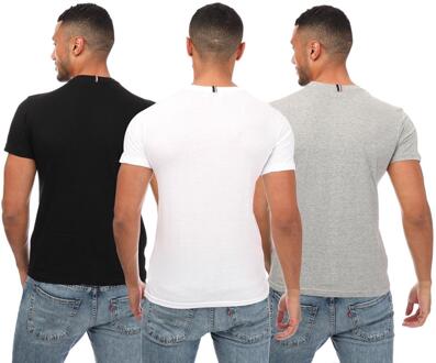 Ben Sherman Heren Otto T-Shirt (Pak van 3) (Zwart/Grijs/Wit) Zwart/wit