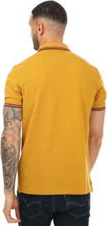 Ben Sherman poloshirt met dubbele contrasterende streep voor heren, mosterdbruin Geel