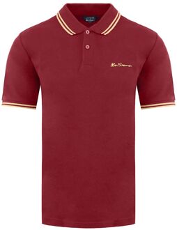 Ben Sherman Tweeling Gestipt Heren Bourgondisch Polo Shirt - maat M Bourgogne