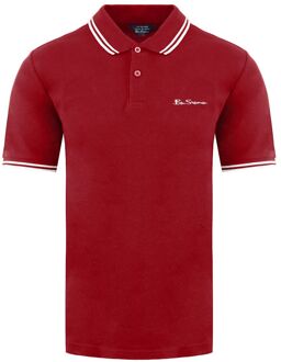 Ben Sherman Tweeling Gestipt Heren Rood Poloshirt - maat M