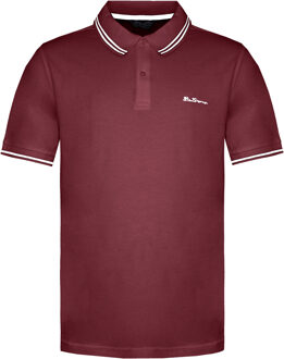 Ben Sherman Tweeling Gestipt Heren Rood/Wit Poloshirt Bourgogne