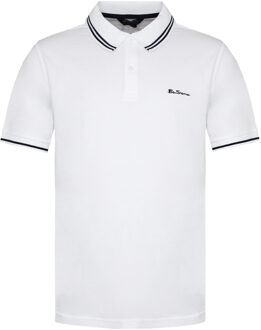 Ben Sherman Tweeling Gestipt Heren Wit Poloshirt