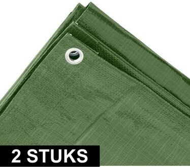 Ben Tools 2x Groene afdekzeilen / dekzeilen - 6 x 8 meter - 100 grams kwaliteit - dekkleed / grondzeil