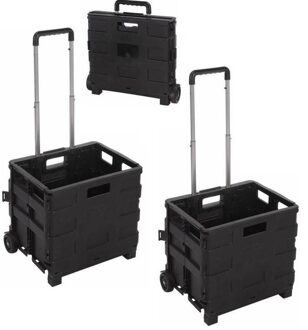 Ben Tools 2x Opvouwbare trolley met krat - maximaal 25 kg / 40 liter - boodschappen/ reis trolley