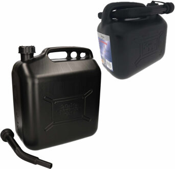 Ben Tools 2x stuks jerrycans zwart voor brandstof - 5 en 20 liter - inclusief schenktuit - benzine / diesel