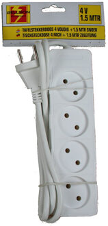 Ben Tools 3x Stekkerdoos 4-voudig wit - 1,5 meter - Witte stekkerdozen - Verlengsnoeren/verlengkabels