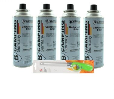 Ben Tools 4x Butaan gasfles gasvulling 227 gram inclusief gasaansteker