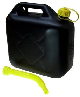 Ben Tools Set van 2x stuks Jerrycans zwart voor brandstof - 10 liter - inclusief schenktuit - o.a. benzine / diesel