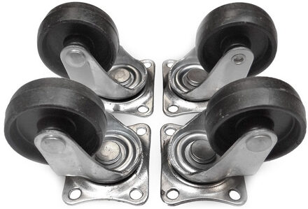 Ben Tools Set van 8x zwenkwieltjes zwart - 32mm - Zwenkwielen - Transportwieltjes - Transportwielen