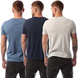 Bench Heren Bench Bognor 3 Pack T-shirt in blauw crème - maat S