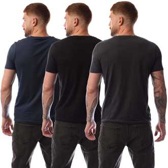 Bench Heren Bench Platten 3 Pack T-shirts in Navy Grey - L