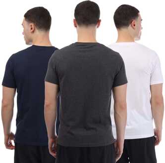 Bench Heren Bench Somerset Logo 3 Pack T-shirts in Navy Wit Grijs