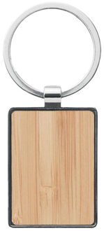 Bendigo rechthoekige bamboe sleutelhanger Bruin/groen - One size