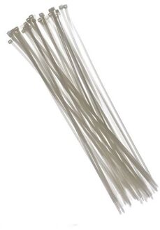 Benson 100x kabelbinders tie-wraps - 3,6 x 200 mm - witte tie-ribs