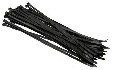 Benson 100x kabelbinders tie-wraps - 4,8 x 370 mm - zwarte tie-ribs