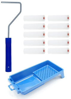 Benson 10x verfrollers fijn incl rollerbeugel en verfbakje 10 cm