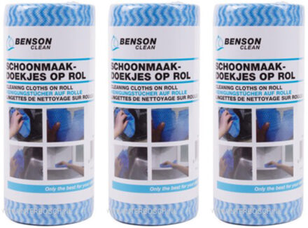 Benson 150x Reinigingsdoekjes / schoonmaakdoekjes op rol - Blauw - Vaatdoekjes Multikleur