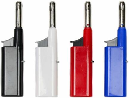 Benson 1x stuks gas/bbq/keuken aanstekers navulbaar 12 cm - Aansteker Multikleur