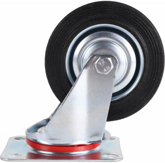 Benson 1x Zwenkwieltjes rubber zwart - 100mm - Tot 70kg draagkracht - Zwenkwielen - Transportwieltjes - Transportwielen