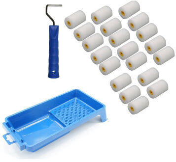 Benson 20x verfrollers fijn incl rollerbeugel en verfbakje 20 cm