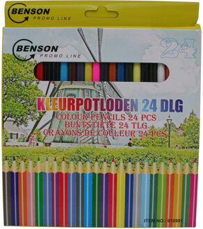 Benson 24x Kleur/teken potloden in verschillende kleuren voor kinderen en volwassenen - Tekenpotloden Multikleur