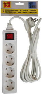 Benson 2x benson stekkerdoos - 4-voudig - wit - 3 meter - met randaarde en schakelaar