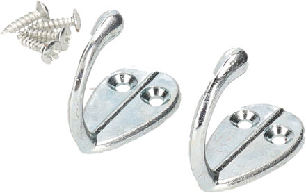Benson 2x Kapstokhaakjes / garderobehaken metaal met schroeven