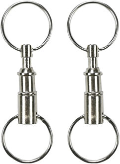Benson 2x Metalen key snaps / deelbare sleutelhangers zilverkleurig met sleutelringen - Sleutelhangers