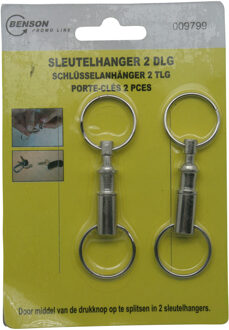 Benson 2x Metalen key snaps / deelbare sleutelhangers zilverkleurig met sleutelringen - Sleutelhangers