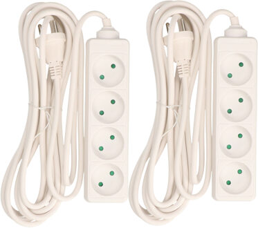 Benson 2x Stekkerdoos 4-voudig wit 5 meter