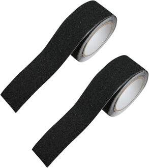 Benson 2x stuks anti-slip tape zwart op rol 50 mm x 5 meter