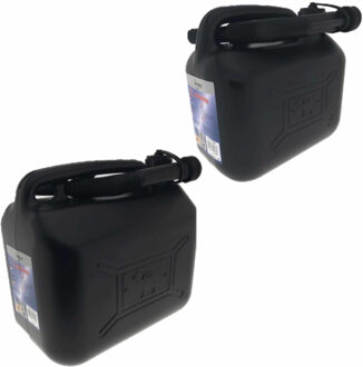 Benson 2x stuks jerrycans 5 en 10 liter zwart voor brandstof