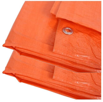 Benson 2x stuks outdoor/camping oranje afdekzeil / dekzeil 4 x 5 meter met ringen