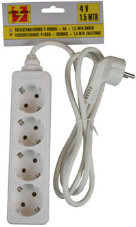 Benson 3x benson stekkerdoos - 4-voudig - wit - 1,5 meter - randaarde