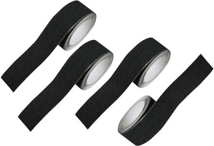Benson 4x stuks anti-slip tape zwart op rol 50 mm x 5 meter