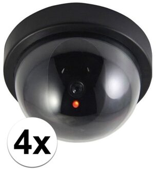 Benson 4x stuks Dummy beveiligingscameras met LED lampje - Dummy beveiligingscamera Zwart