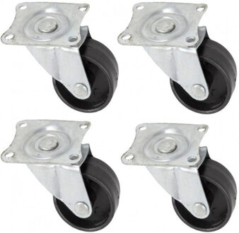 Benson 4x Zwenkwielen in set 50 mm zwart