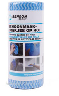 Benson 50x Reinigingsdoekjes / schoonmaakdoekjes op rol - Blauw - Vaatdoekjes Multikleur