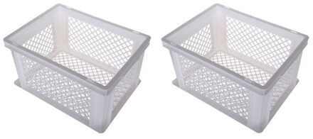 Benson 5x stuks witte kunststof fietskratten 40 x 30 x 22 cm - Action products