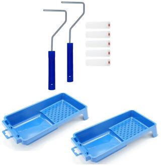 Benson 5x verfrollers fijn incl 2 rollerbeugels en 2 verfbakjes 10 cm