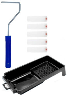 Benson 5x verfrollers fijn incl rollerbeugel en verfbakje 10 cm