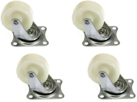 Benson 8x Zwenkwielen in set 40 mm wit