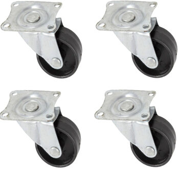 Benson 8x Zwenkwielen in set 40 mm zwart