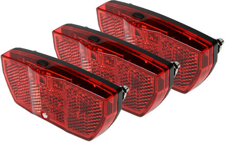 Benson Achterlicht - 3x - verstelbaar - rode LED - reflector - IPX3 - 93 x 41 x 23,5 mm - inclusief batteri